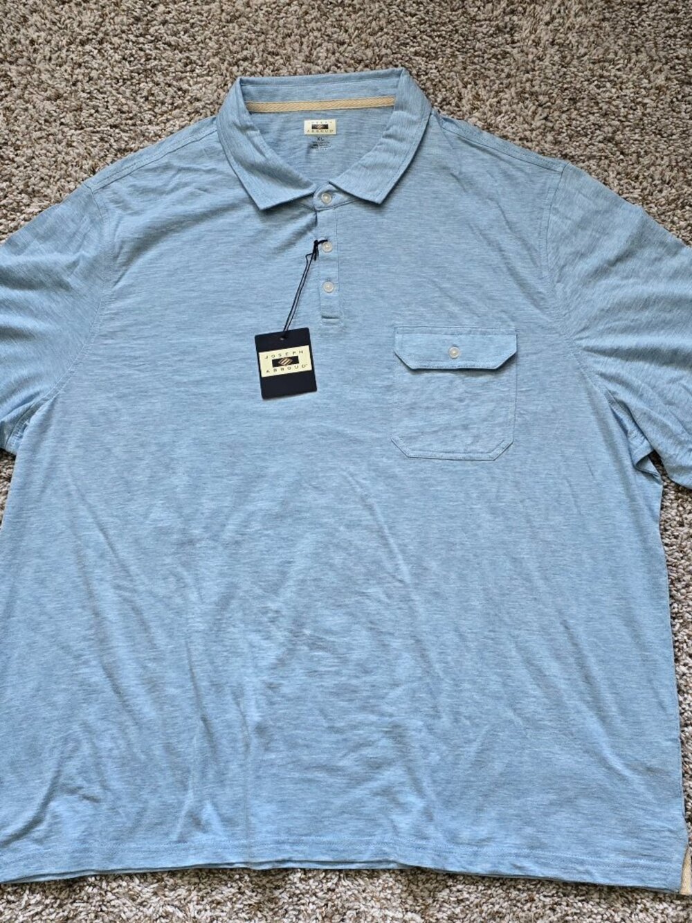 Joseph Abboud Men’s Polo Shirt – Light Blue XL Short Sleeve Classic Style